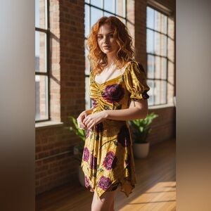 NWT Small Dolls Kill Current Mood Chasin’ Rainbows Mini Dress Floral Velvet